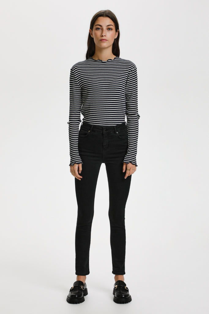 Karen By Simonsen Long Sleeve Candace Top | Night Sky With White Stripe