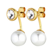 DK Toni Gold Earrings Crystal | White Pearl