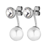 DK Toni Shiny Silver Earrings Crystal | White Pearl