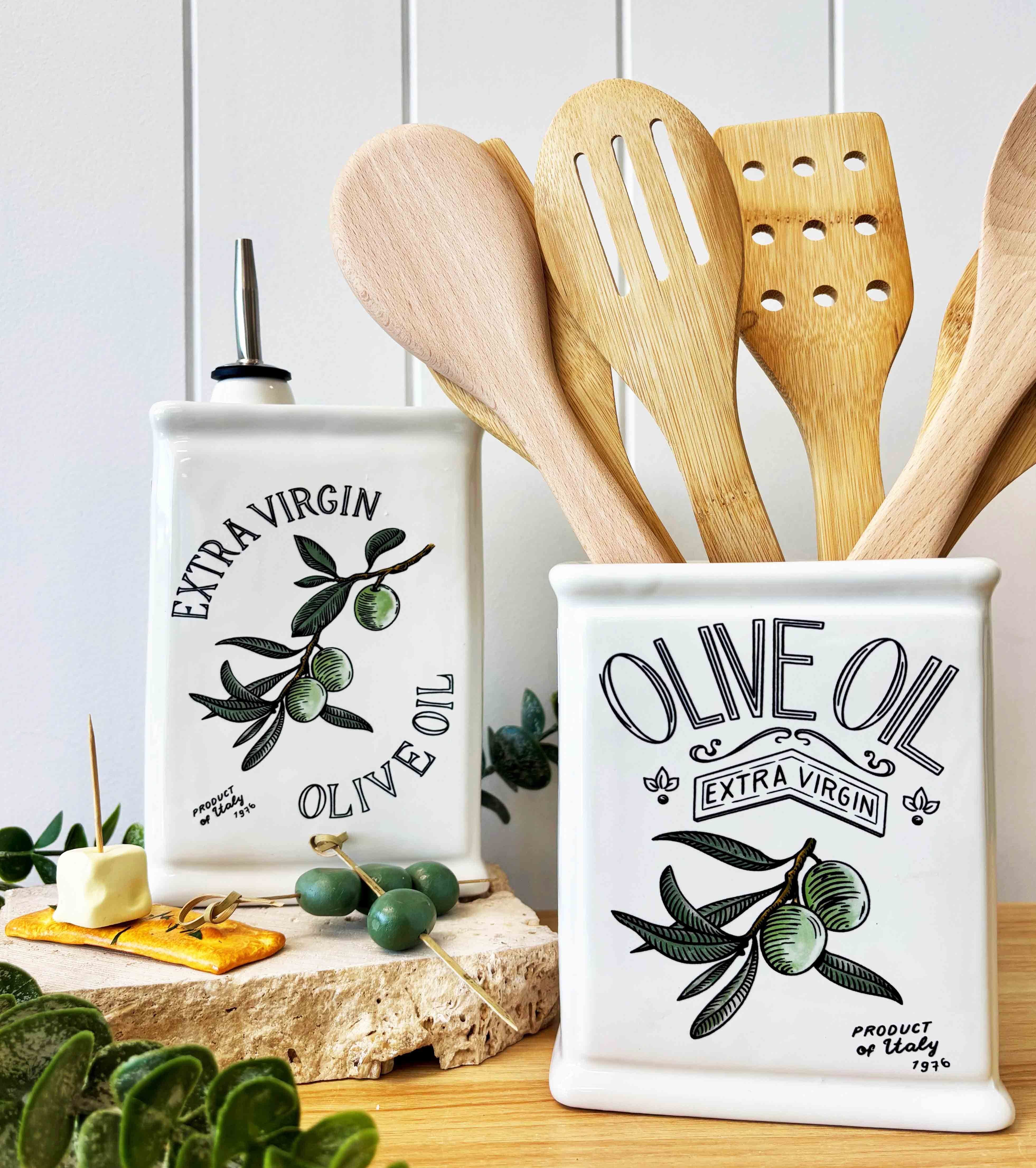 Olive Oil Classic Utensil Vessel | White 14cm