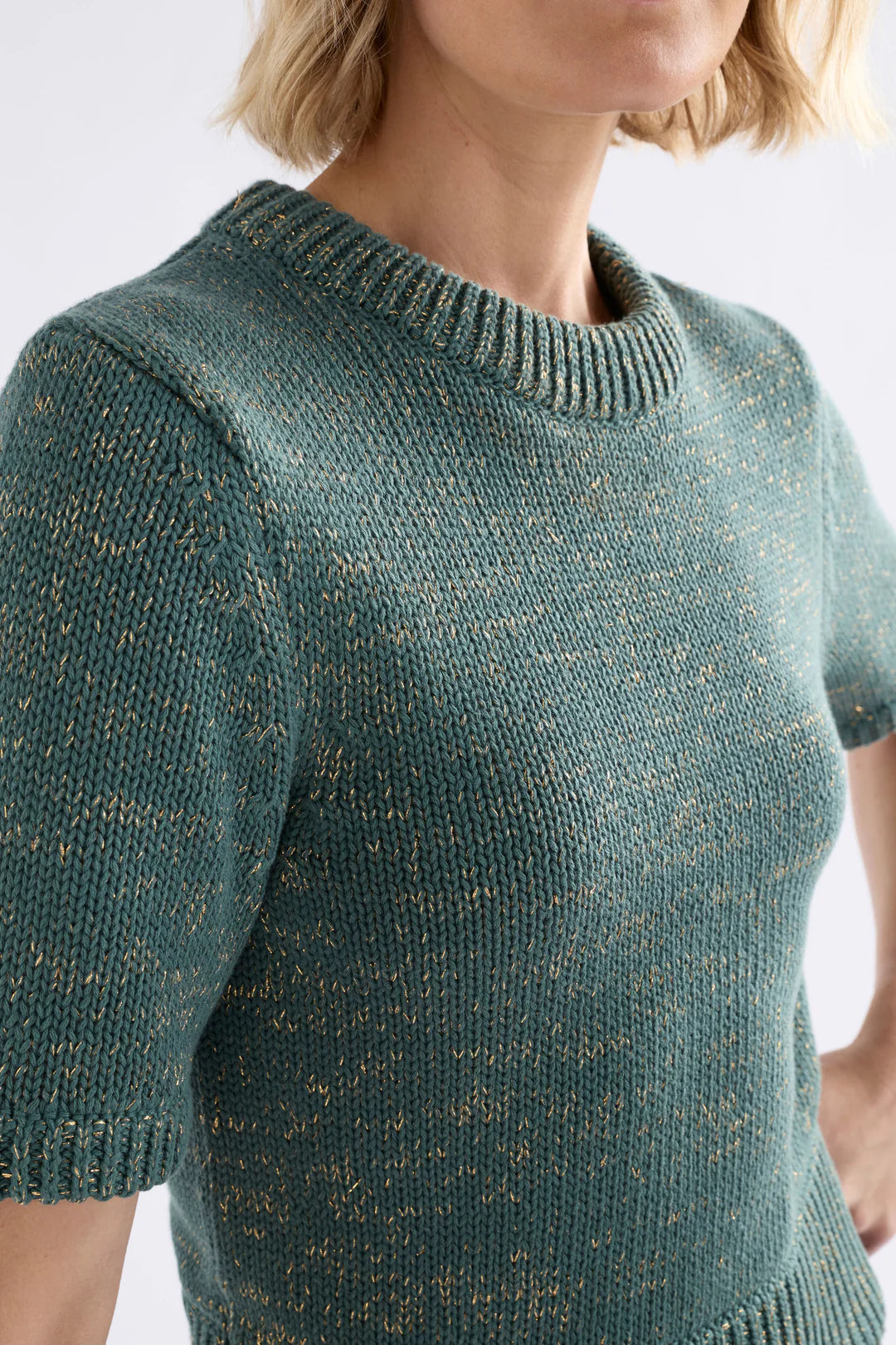 Elk Luft Lurex Knit Top | Sage Gold