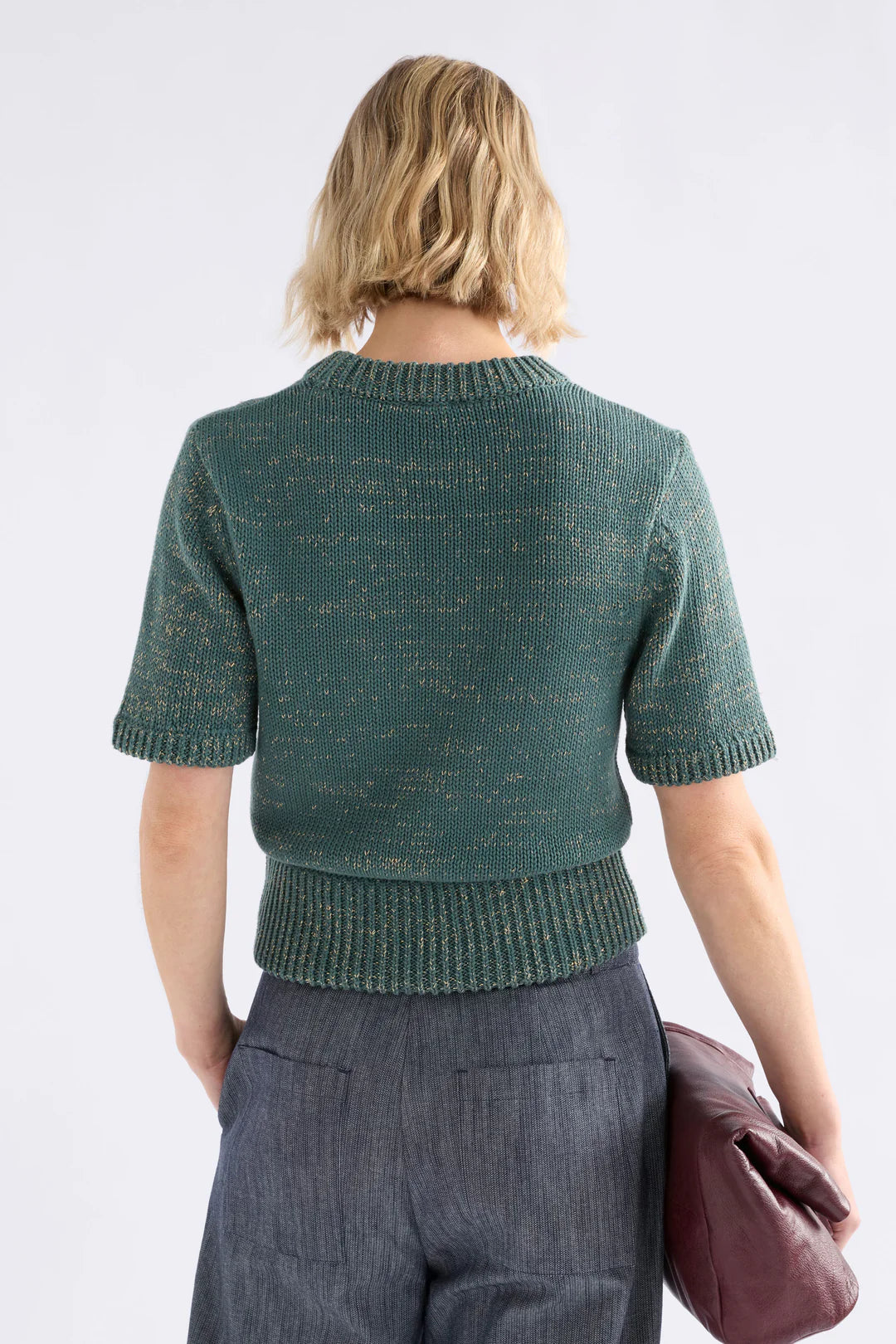 Elk Luft Lurex Knit Top | Sage Gold