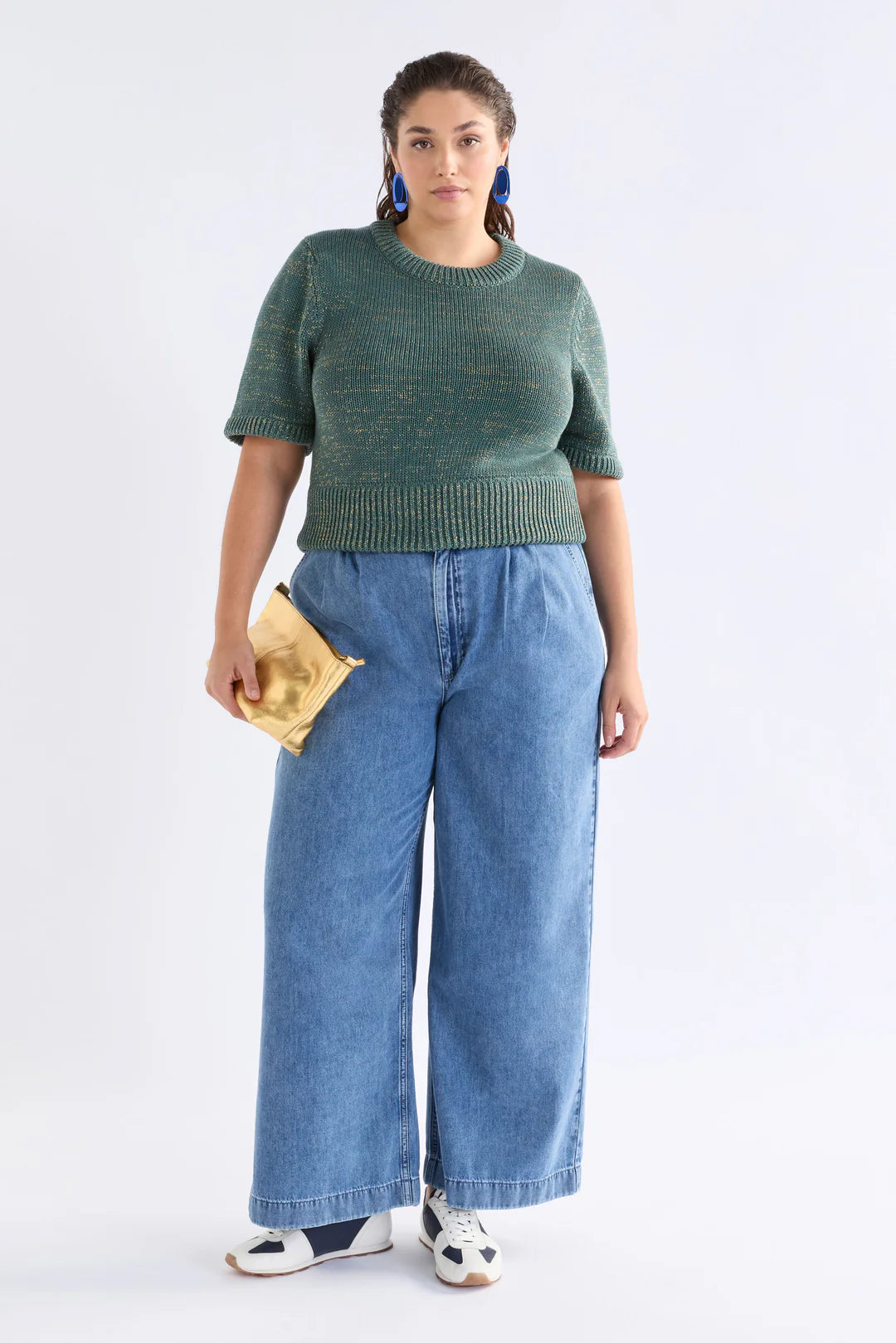 Elk Luft Lurex Knit Top | Sage Gold