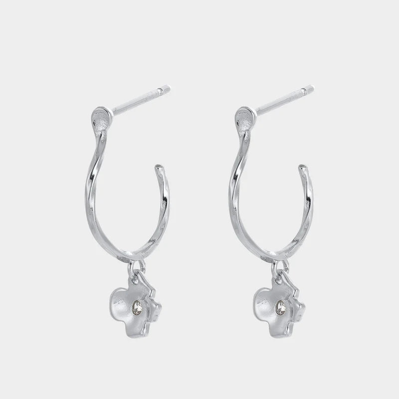 Zafino Fleur Hoop Earrings | Silver