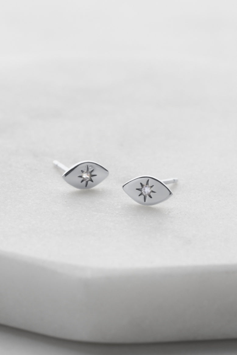 Zafino Earrings Evil Eye Studs | Silver