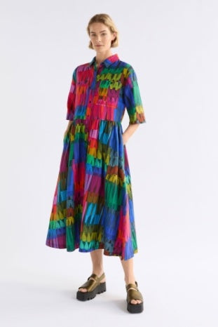 Elk Llinen Dress | Lind Dark Print