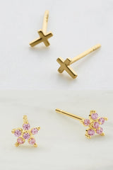 Zafino Amelia Cross Stud Set | Gold
