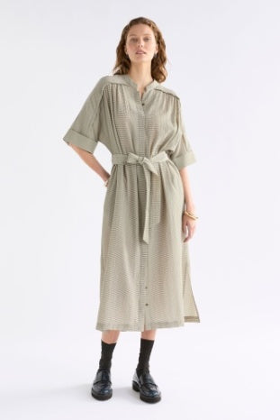 Elk Porta Dress | Olive Stripe
