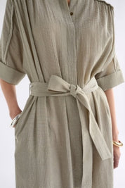 Elk Porta Dress | Olive Stripe