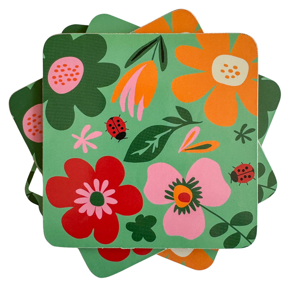 Dahlia Floral Cork & MDF Coaster | Set Of 4