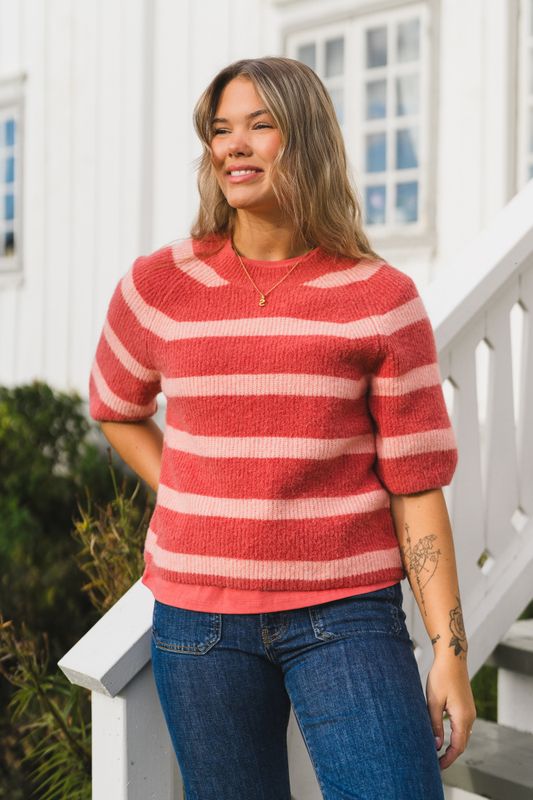 MSCH Milania Hope Short Sleeve Pullover | Stripe Rose Peach