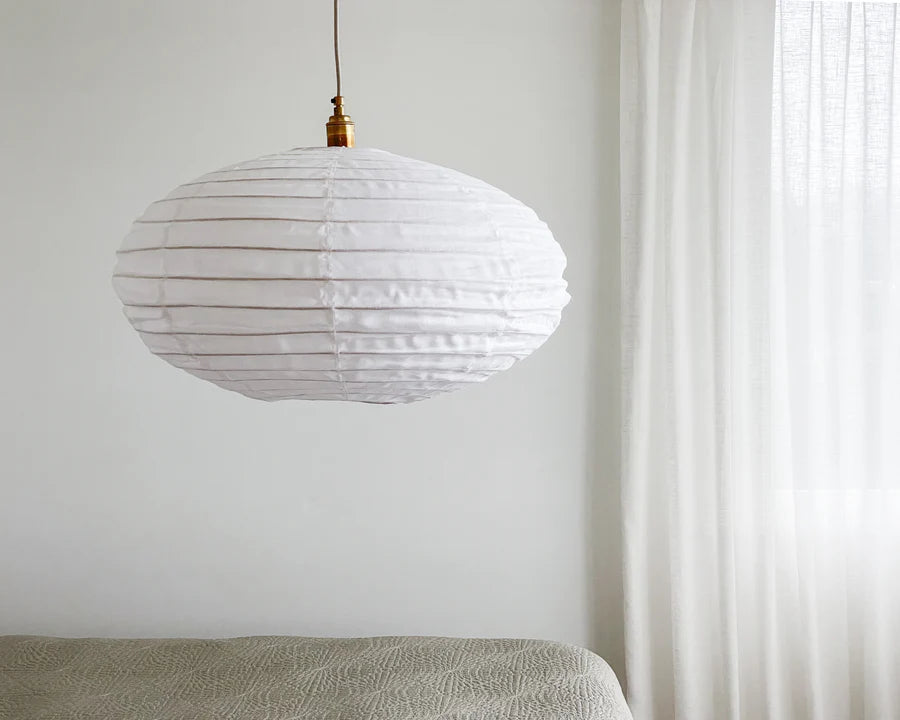 Parnell Linen Light Shades | White Oval 60cm