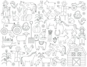 Washable Reusable Colouring-In Solo Mat Kit | On The Farm