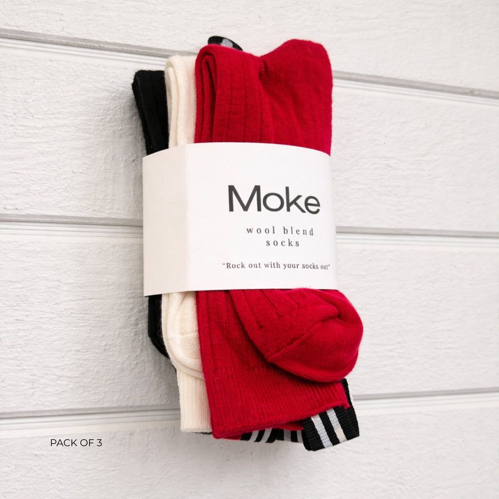 Moke Wool Blend Socks | Pack Of 3