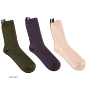 Moke Wool Blend Socks | Pack Of 3 Cocoa Powder Blush Bonsai