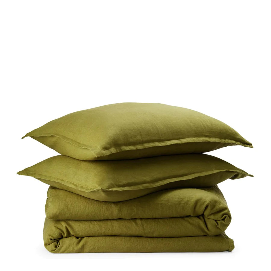George Street Linen 100% Linen Duvet Cover Set | Queen Foliage