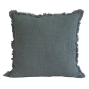 French Country Waffle Cotton Cushion | Ink