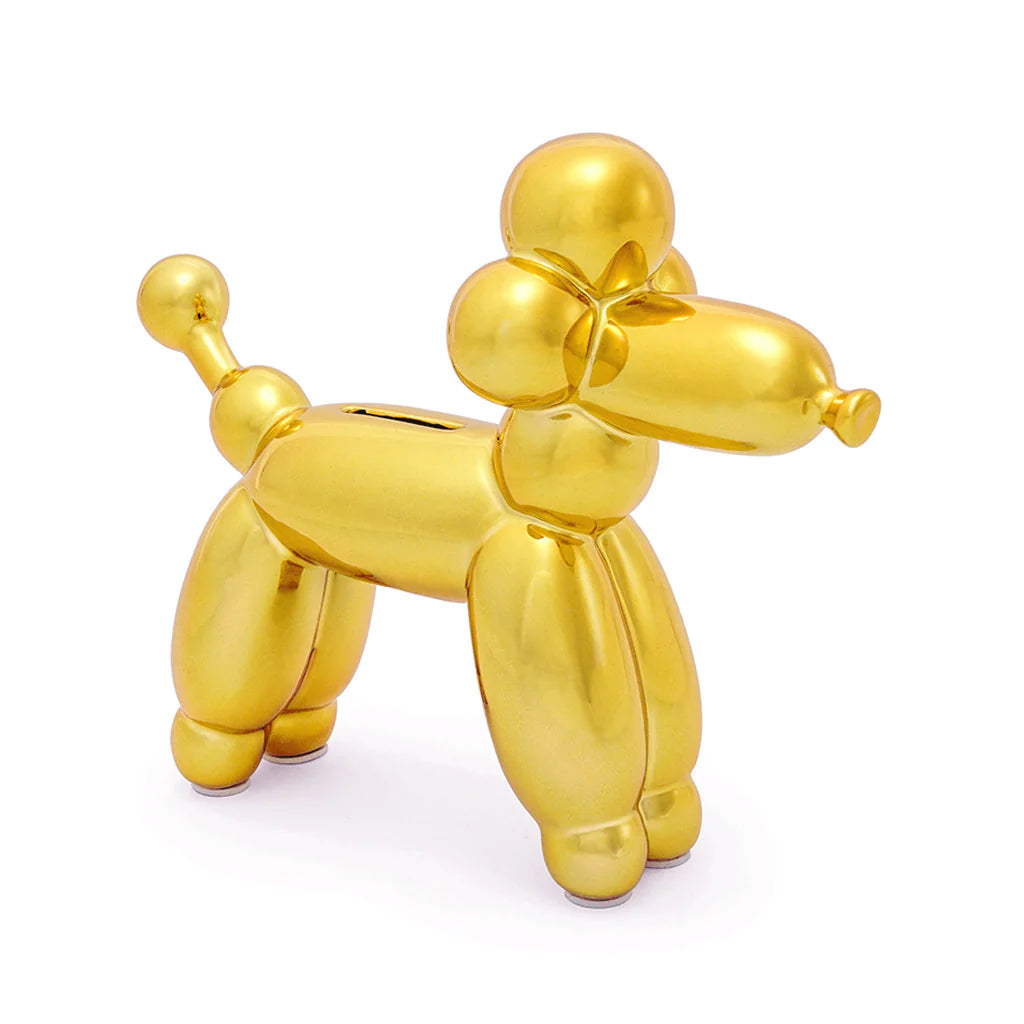 MBH Balloon French Poodle Money Bank Gold Small