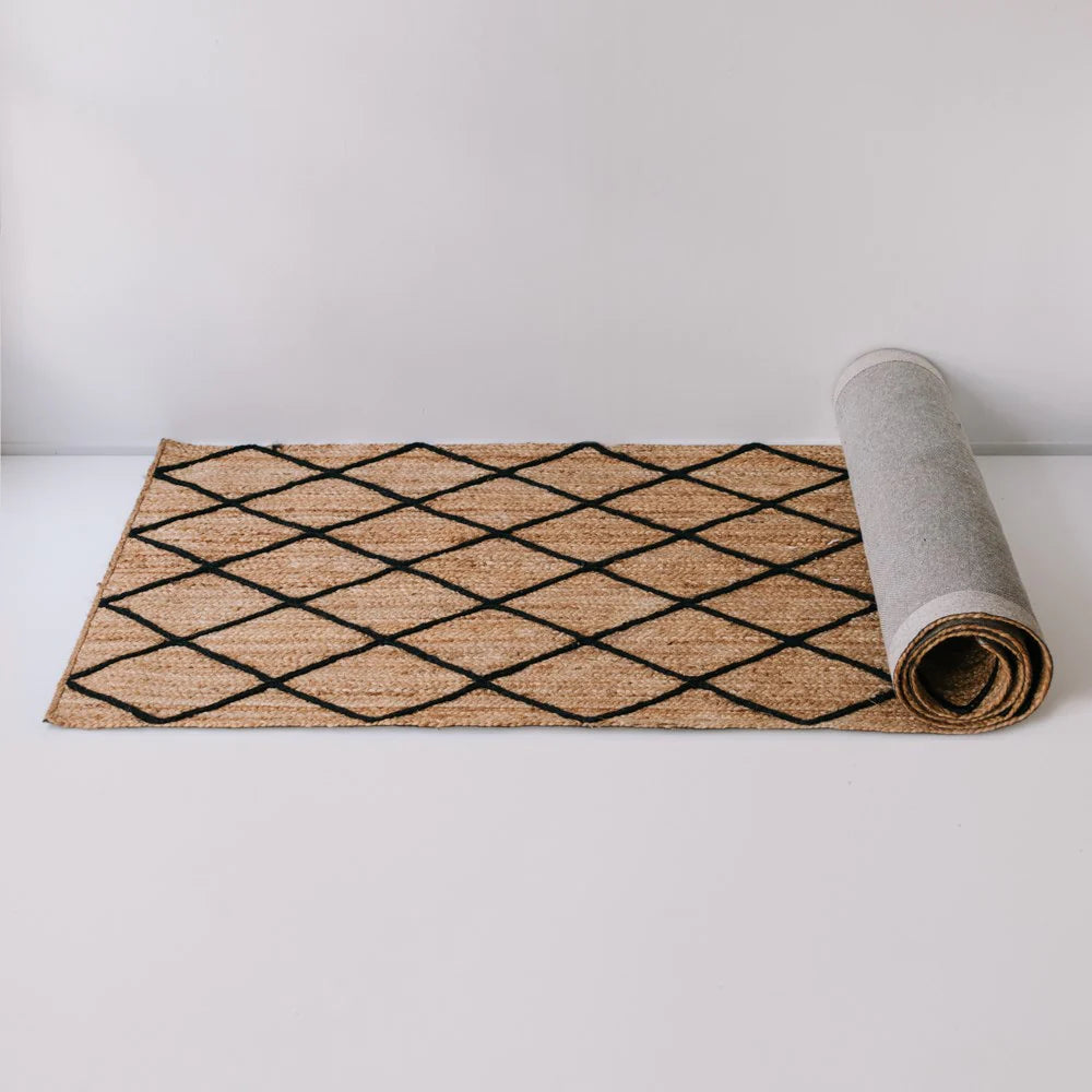 Diamond Jute Runner 80x300cm - Black