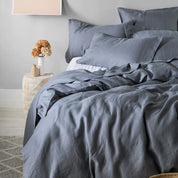 George Street Linen Pure Linen Duvet Cover Set | Charcoal
