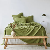 George Street Linen 100% Linen Flat Sheet  | Foliage