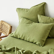 George Street Linen 100% Linen Flat Sheet  | Foliage