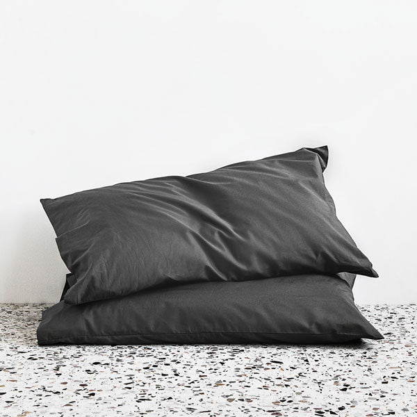 George Street Linen Percale Cotton Pillowcases - Charcoal