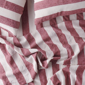 Society Of Wanderers Standard Pillowcase Set - Sangria Stripe
