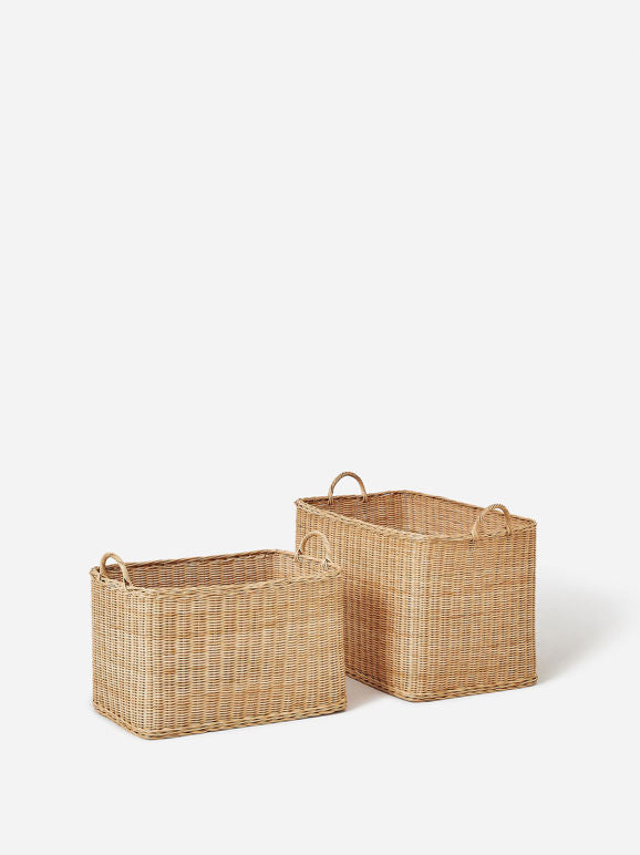 Citta Rectangle Rattan Laundry Basket Medium | Natural